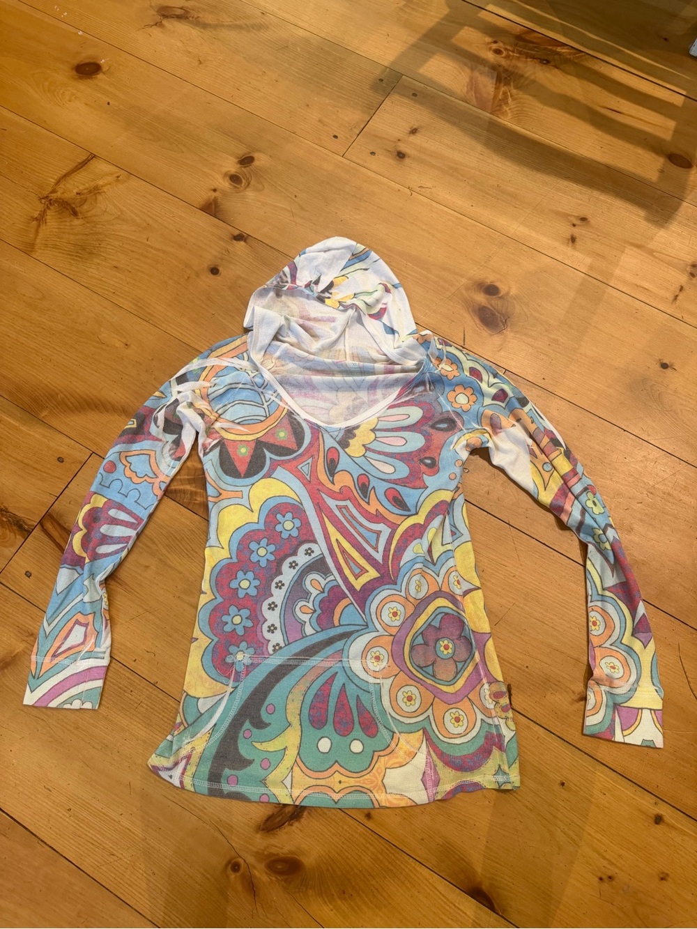 American‎ Twist Los Angeles Rainbow Stripe Asymmetrical Poncho Top Women LG